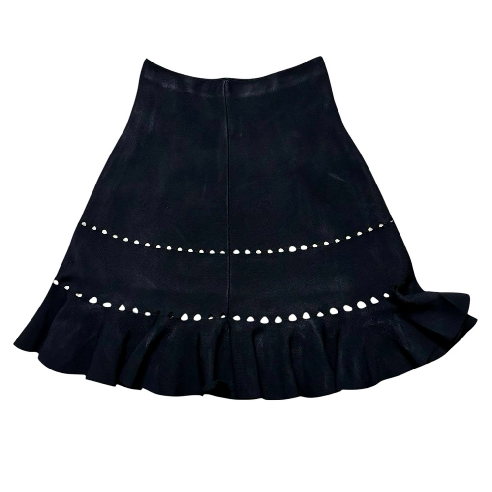 ALAIA Fit & Flare Skirt with Perforated Geometric Cutouts Black 38